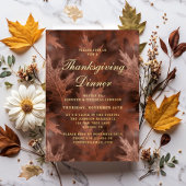 Elegante Herbstlaube Erntedank Dinner Party Gold Folieneinladung