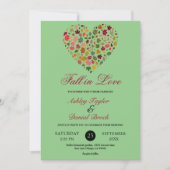 Elegante Herbstlaube Heart Boho Sage Floral Weddin Einladung (Vorderseite)