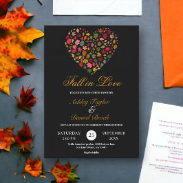 Elegante Herbstlaube Herzblütenhochzeit Einladung