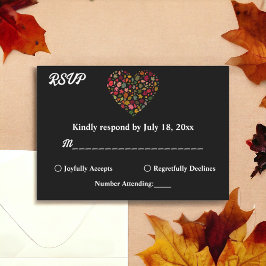 Elegante Herbstlaube Herzblütenhochzeit RSVP Karte