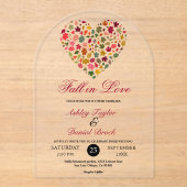 Elegante Herbstlaube Hochzeit im romantischen Herz Acryleinladungen (Vorderseite)