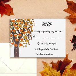Elegante Herbstlaube Rodelbahn Romantische Hochzei RSVP Karte