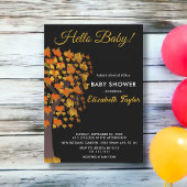 Elegante Herbstlaube Tree Schwarz-weiß Baby Shower Einladung