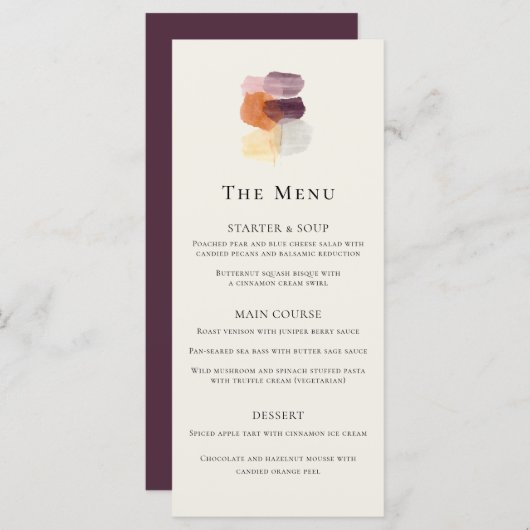 Elegante Herbstlaubs Pum Rust Terracotta Wedding Menükarte (Vorne/Hinten)