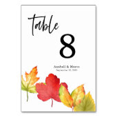 Elegante Herbstlaubs Scripture Table Card Tischnummer (Vorderseite)