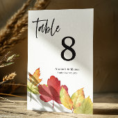 Elegante Herbstlaubs Scripture Table Card Tischnummer