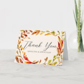 Elegante Herbstleaf Hochzeit Personalisiert Dankeskarte (Vorderseite)