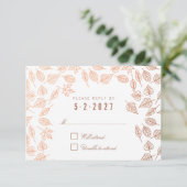 Elegante Herbstleaves Copper Wedding RSVP Karte (Stehend Vorderseite)