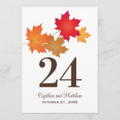 Elegante Herbstleaves Hochzeit im Herbst Tischnumm Einladung (Vorderseite)