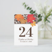 Elegante Herbstleaves Hochzeit im Herbst Tischnumm Postkarte (Stehend Vorderseite)