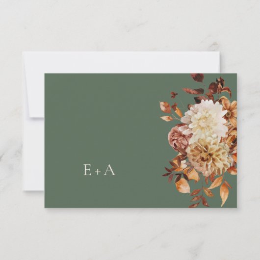 Elegante Herbstleaves Hochzeit RSVP Karte (Rückseite)