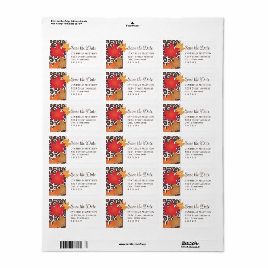 Elegante Herbstleaves Hochzeit speichern das Datum Adressaufkleber (Vorne)