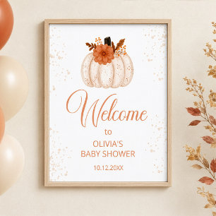 Elegante herbstliche Blumen-Baby-Shower-Willkommen Poster