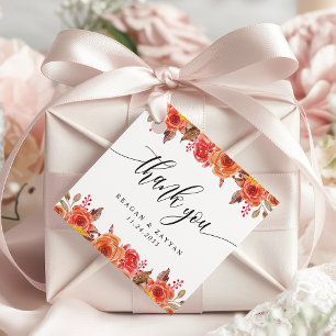 Elegante herbstliche Blumen-Dankeschön-Hochzeit Geschenkanhänger