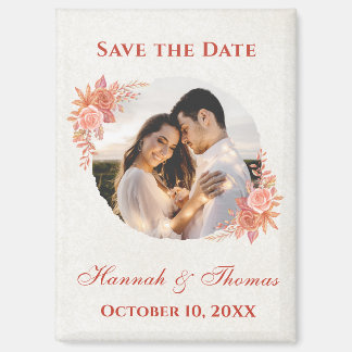 Elegante herbstliche Blumen-Hochzeitseinladung mit Magnet
