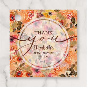 Elegante herbstliche Blumen-Hochzeitsshower-Dankes Geschenkanhänger