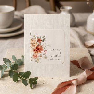 Elegante herbstliche Blumenhochzeit Quadratischer Aufkleber