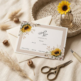 Elegante herbstliche Blumenhochzeit RSVP Karte