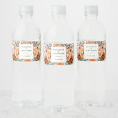 Elegante herbstliche Blumennamen und Hochzeitsdatu Wasserflaschenetikett (Flaschen)