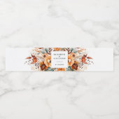 Elegante herbstliche Blumennamen und Hochzeitsdatu Wasserflaschenetikett (Einzelnes Label)