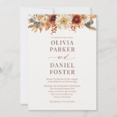 Elegante Herbstliche Foto QR Code Hochzeit im Herb Einladung (Vorderseite)