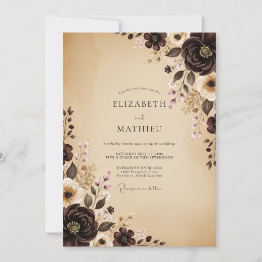 Elegante herbstliche Hochzeit Einladung (Vorderseite)