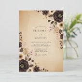 Elegante herbstliche Hochzeit Einladung (Stehend Vorderseite)