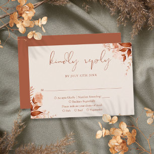 Elegante herbstliche rustikale Blumenhochzeit RSVP Karte