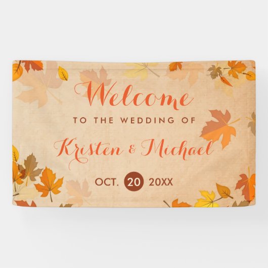 Elegante Herbstmaple Blätter Hochzeit im Herbst Banner (Horizontal)