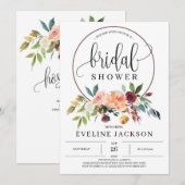 Elegante Herbstmarigold Burgundy und Blume mit Blü Einladung (Vorne/Hinten)