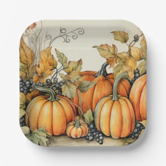 Elegante Herbstpumpen Pappteller (Vorderseite)
