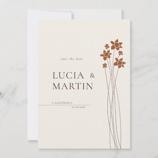 Elegante Herbstseite Save the Date floral Einladung (Vorderseite)