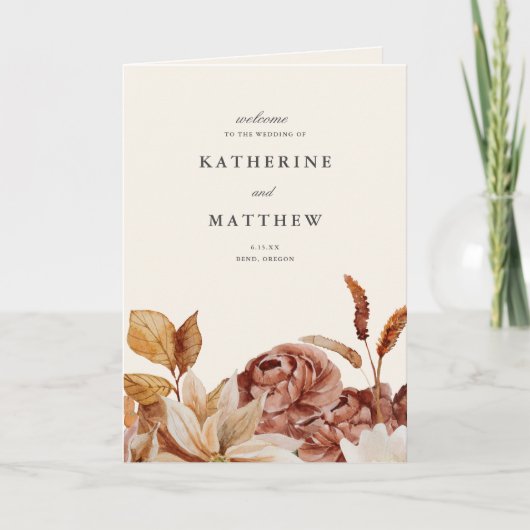 Elegante Herbstsonnenfeier "Floral Earth Tones" Programm (Vorderseite)