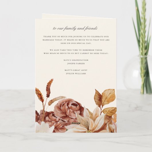 Elegante Herbstsonnenfeier "Floral Earth Tones" Programm (Rückseite)