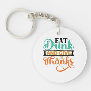 Elegante Herbsttypografie - Essen, Trinken & Danke Schlüsselanhänger