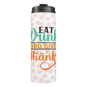 Elegante Herbsttypografie - Essen, Trinken & Danke Thermosbecher