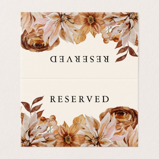 Elegante Herbstwasserfarbe Ecru Hochzeit vorbehalt (Außenseite Aufgefaltet)