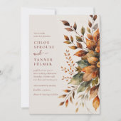 Elegante Herbstwoche Wasserfarben Blumenhochzeit Einladung (Vorderseite)