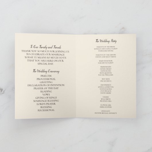 Elegante Herbstzeremonie Programm (Innenseite)