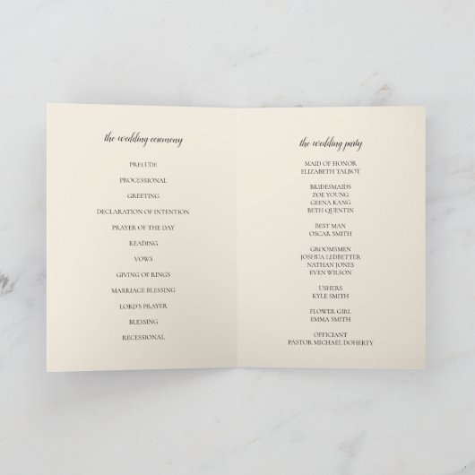 Elegante Herbstzeremonie Programm (Innenseite)