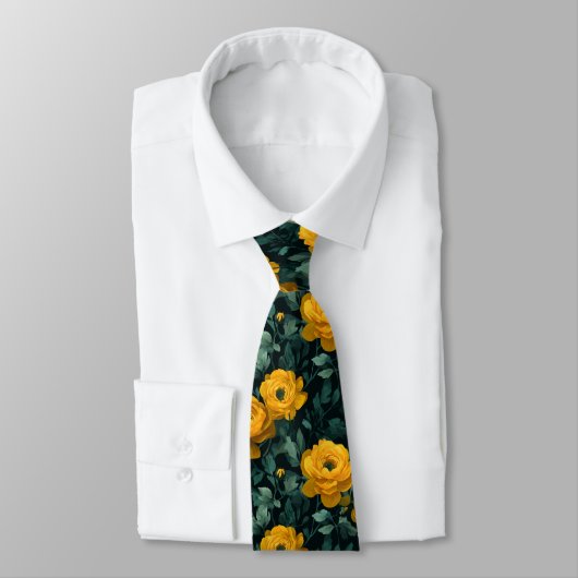 Elegante Herrenmode Ranunculus Blumenmuster Krawatte (Gebunden)