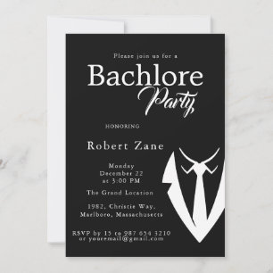Elegante Herrenparty - Einladung im schwarzen Anzu