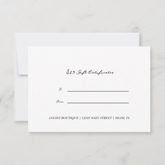 Elegante Herz Beauty Geschenkgutschein Karte (Rückseite)