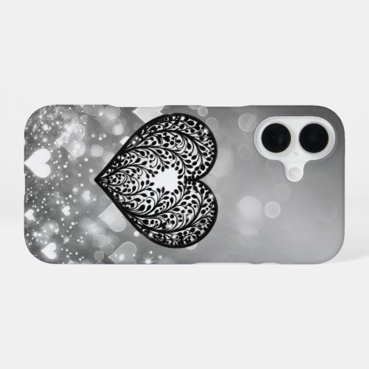Elegante Herz-Silhouette iPhone 16 Hülle (Rückseite (Horizontal))