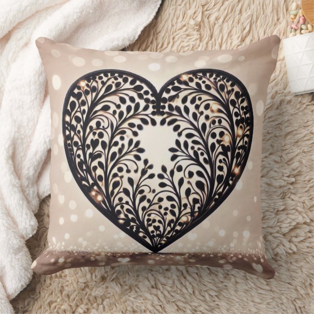 Elegante Herz-Silhouette Kissen (Decke)