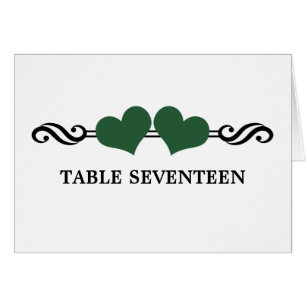 Elegante Herz-Tischnummer-Karte, grün