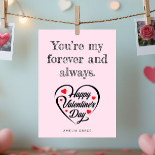 Elegante Herz-Typografie Soft Pink Valentinstag  Feiertagskarte