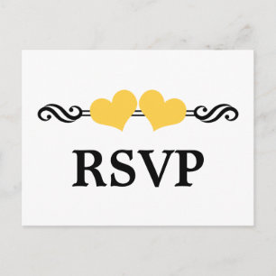 Elegante Herz-UAWG Postkarte, gelb Einladungspostkarte