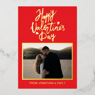 Elegante Herzen Frohen Valentinstag 1 Foto Folien Feiertagskarte