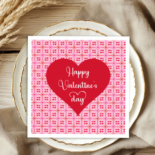 Elegante Herzen Rosa Rot Valentinstag-Party-Servie Serviette